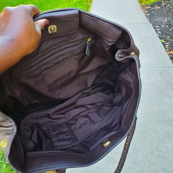 Vintage Wilson Leather Dark Brown Braided Handle Detail Satchel Bag - Picture 4 of 11